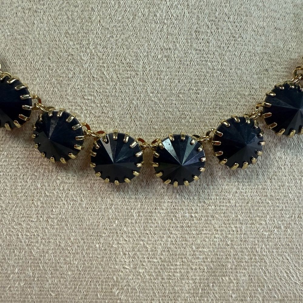 J Crew Gold & Black Round Crystal Necklace - Picture 2 of 4